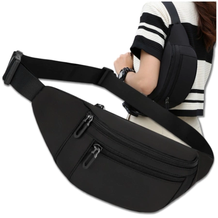 Rucsac sportiv pentru talie, bărbați și femei, borsetă neagră pentru talie.