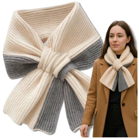 Eșarfă de damă, călduroasă pentru iarnă, bej bicolor cald