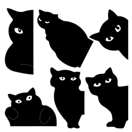 Set de 6 piese marcaj magnetic pisica neagra