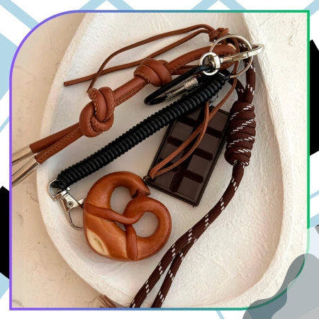 Breloc pentru geantă, chei, rucsac, breloc, pandantiv, covrig, tabletă de ciocolată