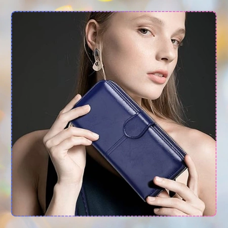 Portofel de damă din piele ecologică, netedă, lacuită, cu un clic