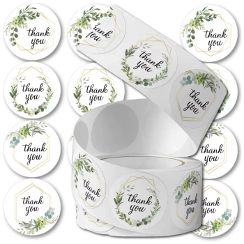 Autocolante pe rola 500 buc planta rustica DIY multumesc, multumesc