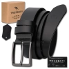 Cureaua barbati TRESSARI, piele naturala 100%, neagra, pentru pantaloni, 125 cm