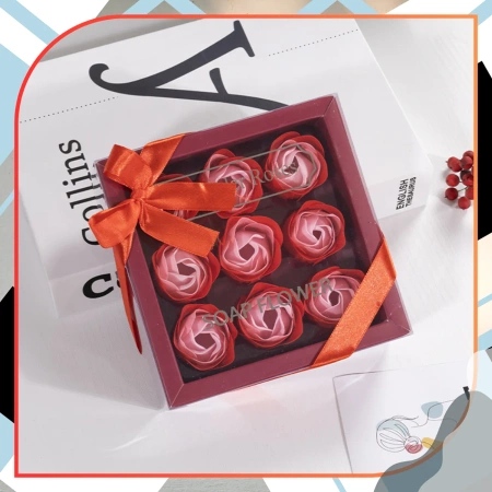 Trandafiri decorativi parfumati de sapun 9 buc. set cadou roșu