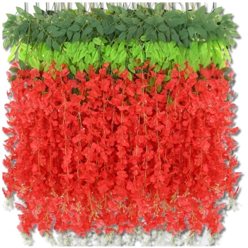 12 bucăți flori de glicine glicine pentru agățat ghirlandă roșie