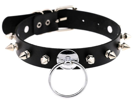 Colier din piele punk guler gotic choker cu vârfuri întunecate