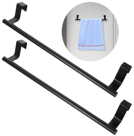 Hangers 2pc negru pentru bucătărie dulap ușă baie prosop feroviar