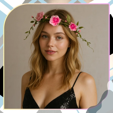 Bandita Coroana Roz Flori Trandafiri Stil Boho