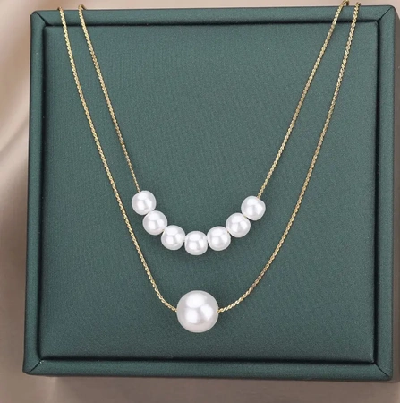 Colier elegant din oțel multi-chirurgical auriu cu perle