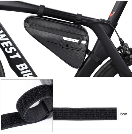 Geanta neagra pentru bicicleta cu husa reflectorizanta