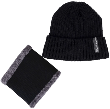 Set de iarna UNISEX: palarie + esarfa, tunel izolat de blana