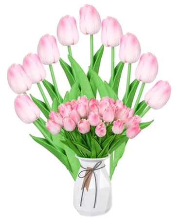 Buchet artificial de lalele roz 10pcs flori decorative