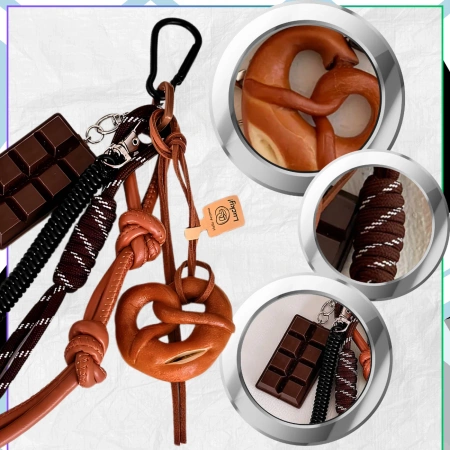 Breloc pentru geantă, chei, rucsac, breloc, pandantiv, covrig, tabletă de ciocolată