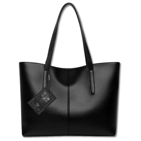 BAD&BAGS geantă de mână din piele clasică neagră shopper