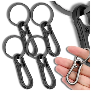 Breloc metalic carabinier, 4 buc, negru