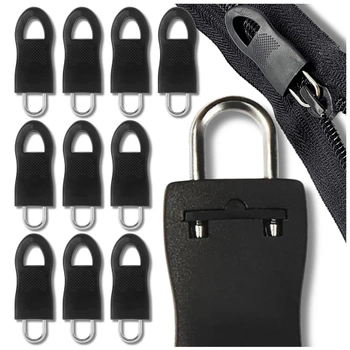 10 buc. pandantive din cauciuc pentru glisoare cu fermoar, negru