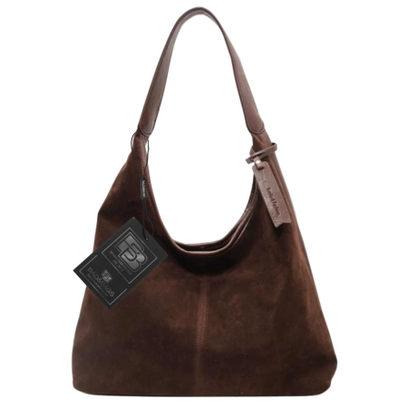 BAD&BAGS geanta de dama din piele geanta maro din piele intoarsa ecologica