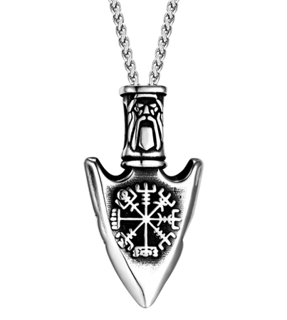 Colier bărbătesc din oțel chirurgical Viking Nordic amulet vârf de săgeată