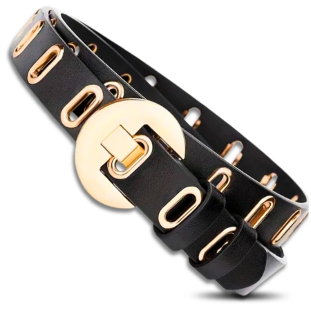 Curea din piele ecologică pentru femei, neagră, pentru pantaloni.