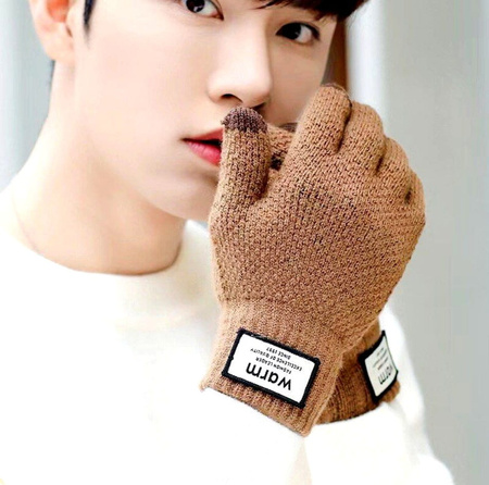 Mănuși pentru bărbați de iarnă maro cald la atingere