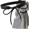 Curea de piele de damă cu talie îngustă legată elegant negru