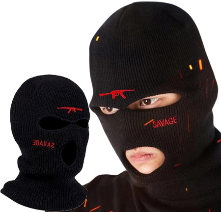 Balaclava masca neagra 3 orificii caldura AK