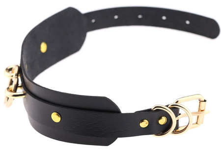 Colier choker din aur negru cu curea din piele