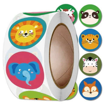 Autocolante colorate pe rola de 500 buc. animale sălbatice DIY pentru copii