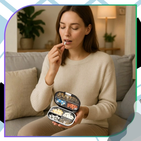 Cutie, geantă, organizator pentru medicamente, 7 zile, negru elegant