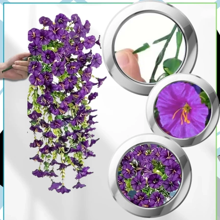 Agățat flori decorative ghirlanda artificială 3 buc mov