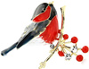 Broșă de pasăre Bullfinch pe o ramură