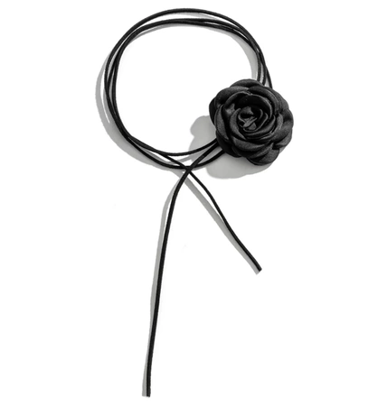 Colier choker dama cu floare innodata, floare neagra