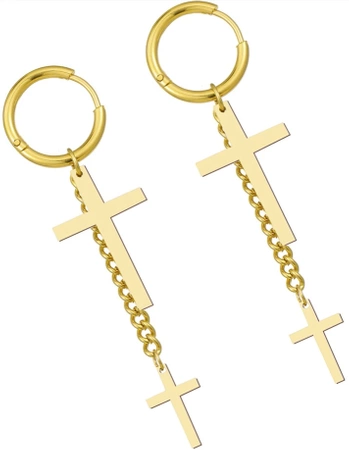 Cercei cruce de aur, otel chirurgical, eleganti, agatatori