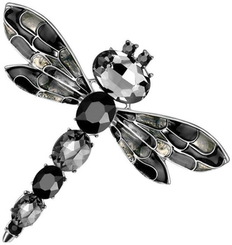 Brosa Dragonfly cu cristale negre