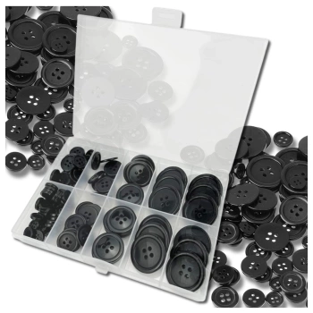 Set nasturi 100 buc nasturi rotunzi negri din plastic + carcasa