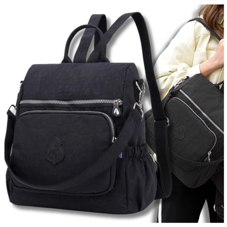 Rucsac de dama negru, impermeabil, spatios, elegant