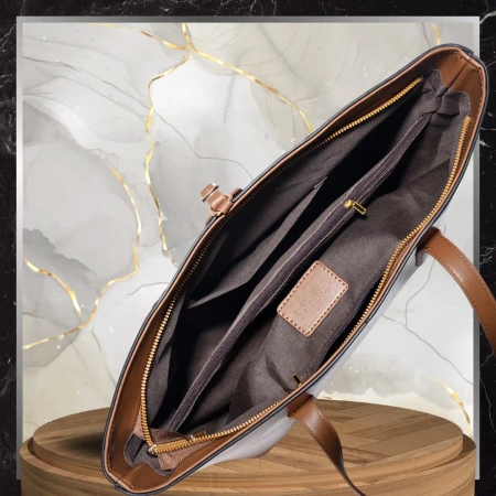 BAD&BAGS geanta de mana din piele de dama clasic maro shopper