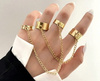 Punk Set de inele, lant, verighete punk gold