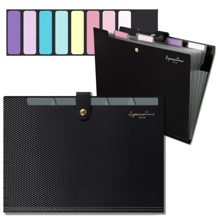 Dosar A4, organizator de documente, servietă, 5 compartimente, negru