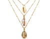 Colier SHELLS, alb, auriu, scoici, scoici, lant de aur
