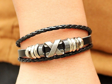 Bratara unisex din piele cu siruri Letter X X-men