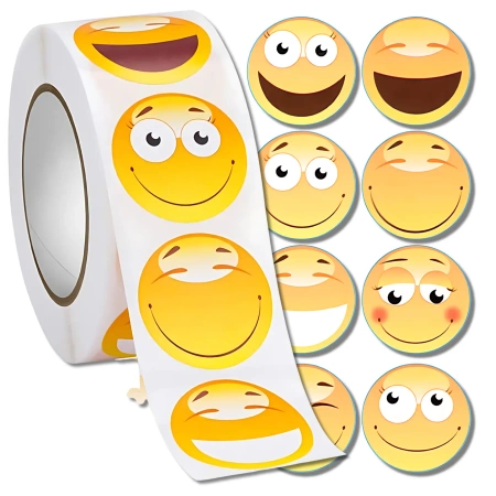 Autocolante Emoji colorate pe rolă 500 bucăți DIY pentru copii