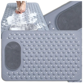 Covoraș de duș antiderapant pentru baie 69x36 cm, cu masaj, gri