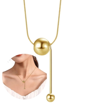 Colier pentru femei din oțel chirurgical 316L cu bile de aur pandantiv placat cu aur