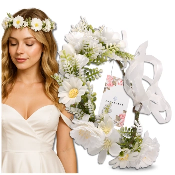 Coroană de împărtășanie albă bentiță flori trandafiri stil boho