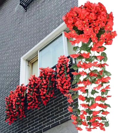 Hanging roșu artificiale iederă alpinism flori decorative 1pc pentru balcon