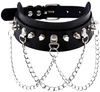 Colier guler din piele GOTHIC Punk Goth, negru
