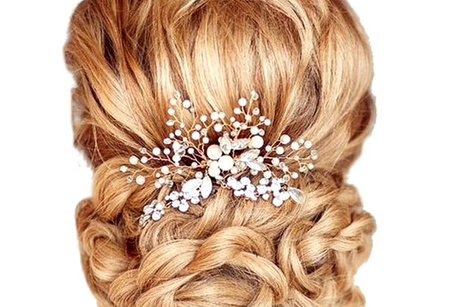 Decor nunta pieptene flori de cristal bogat pentru par