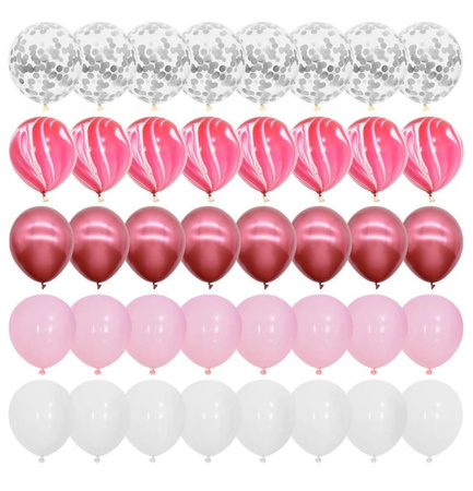 Set 40 de baloane roz mix cu confetti, nunta, ziua de nastere