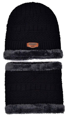 Set barbati: palarie + tunel izolat, negru